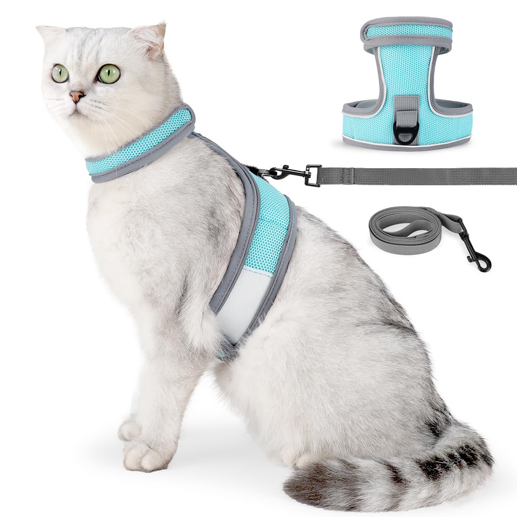 Qpets Cat Vest Harness & Nylon Webbing Leash Set Outdoor Anti-Escape Pet Harness Walking Harness Safety Reflective Strip Cat Harness Breathable All Season Use Cat Vest Harness, Size S Qpets Cat Vest Harness & Nylon Webbing Leash Set Outdoor Anti-Escape Pet Harness Walking Harness Safety Reflective Strip Cat Harness Breathable All Season Use Cat Vest Harness, Size S
